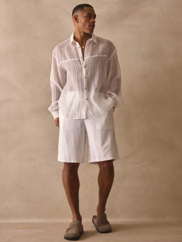 Men's Long Sleeve Oversized Light Weight Collared Button Through Shirt Top  Spring Summer Essentials